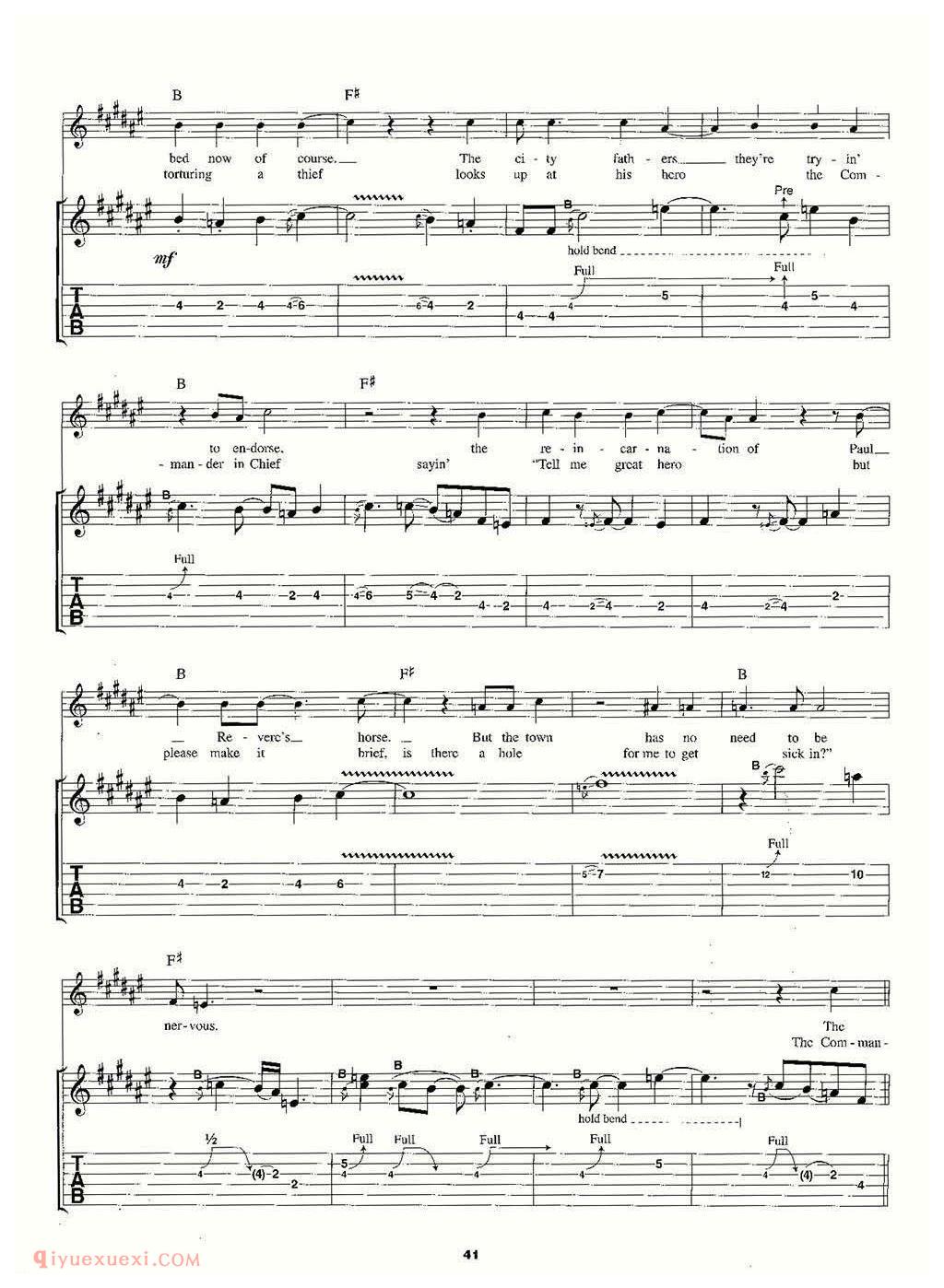 电吉他谱《Tombstone Blues》