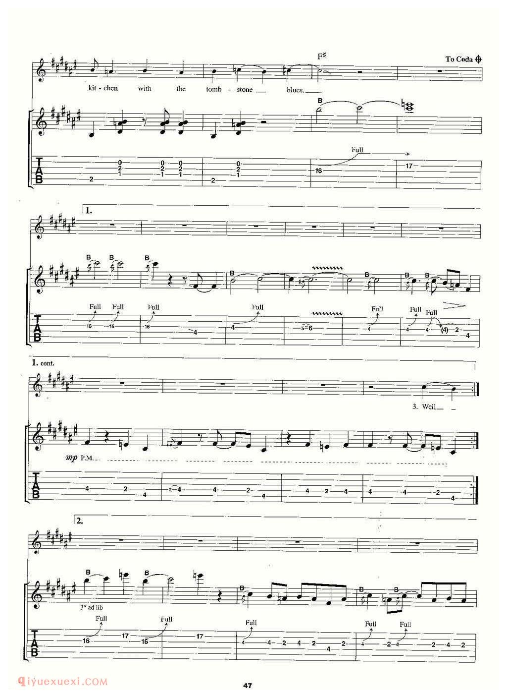 电吉他谱《Tombstone Blues》