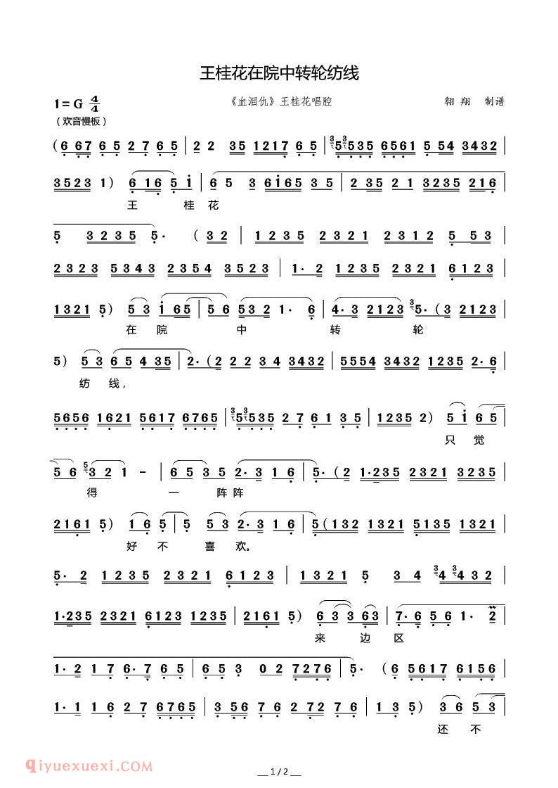 秦腔《王桂花在院中转轮纺线》血泪仇/选段