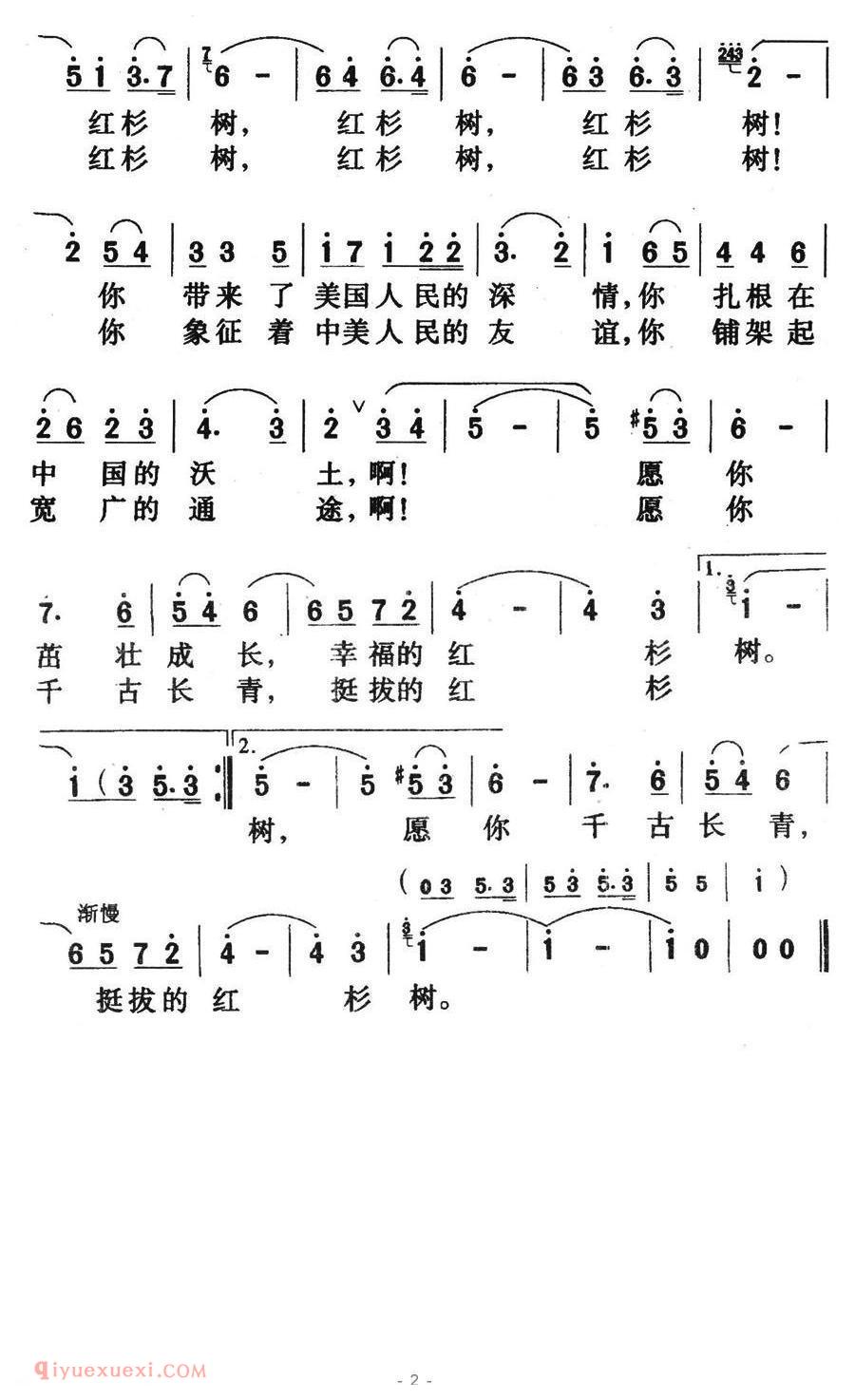 美声歌曲谱《红杉树》