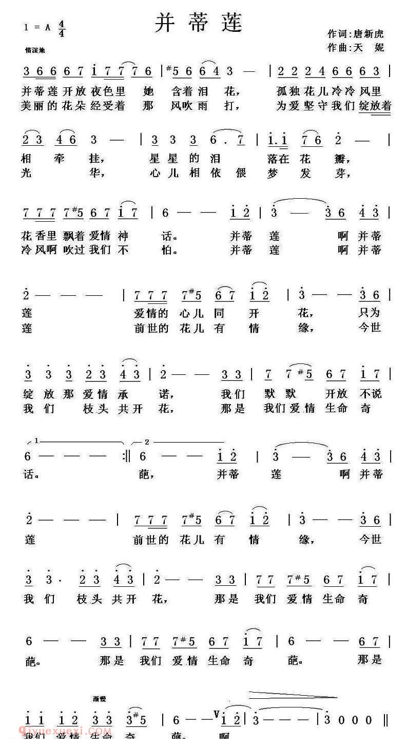 美声歌曲谱《并蒂莲/唐新虎词 天妮曲》