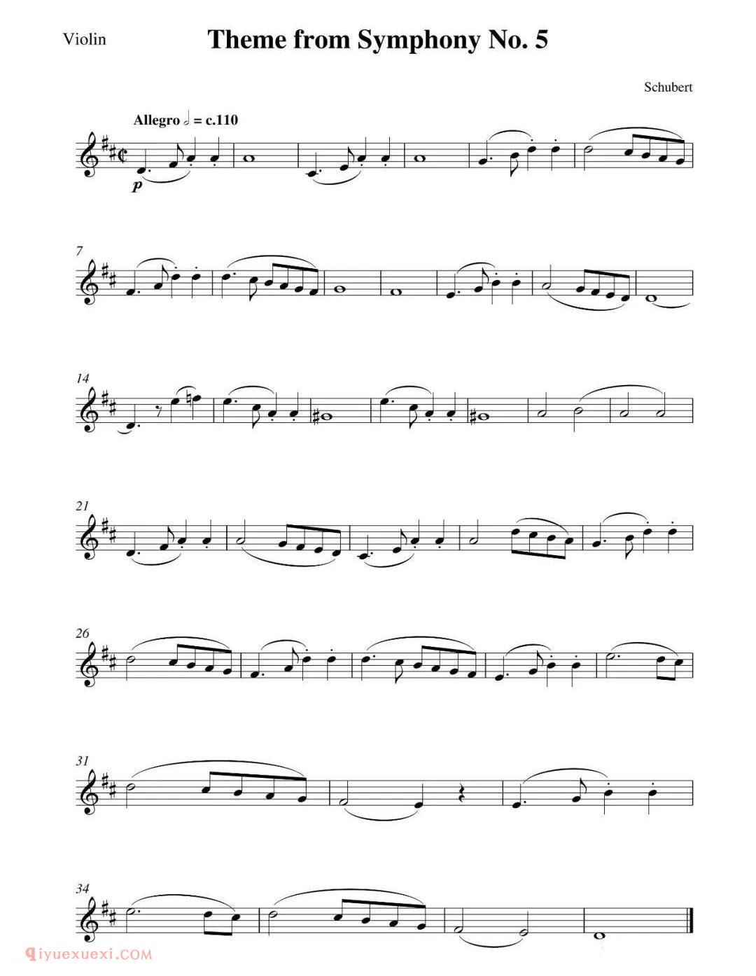 小提大提 | 舒伯特第五交响曲主题 Schubert - Theme from 曲谱分享Symphony No.5_VLNVLCduet(1分04)