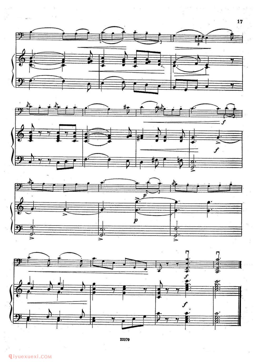 布列瓦尔C大调奏鸣曲 Op.40 No.1大提琴谱 钢琴伴奏谱