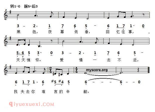 五线谱《爱情是蓝色的》法国