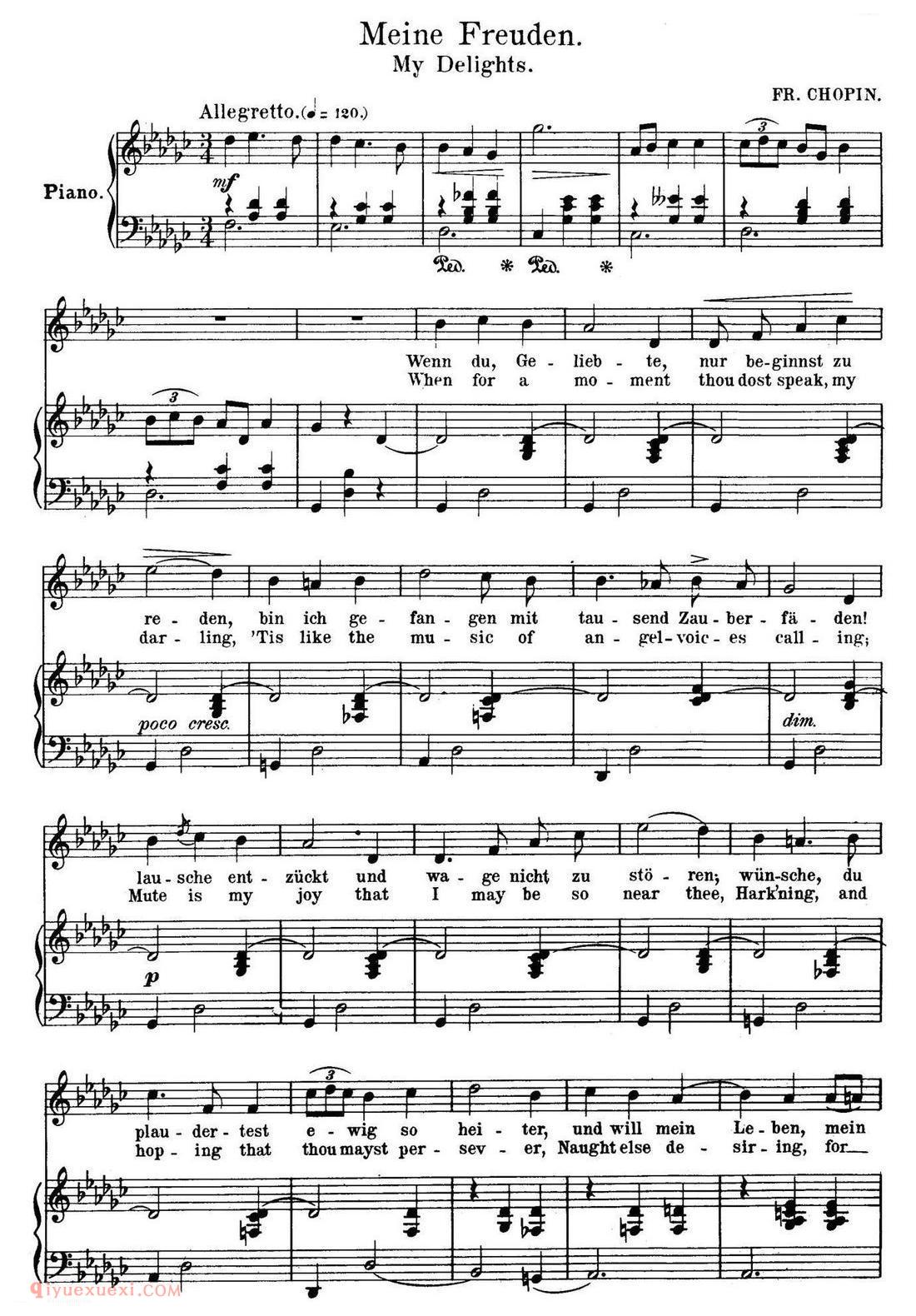 五线谱《我的爱人 Meine Freuden》