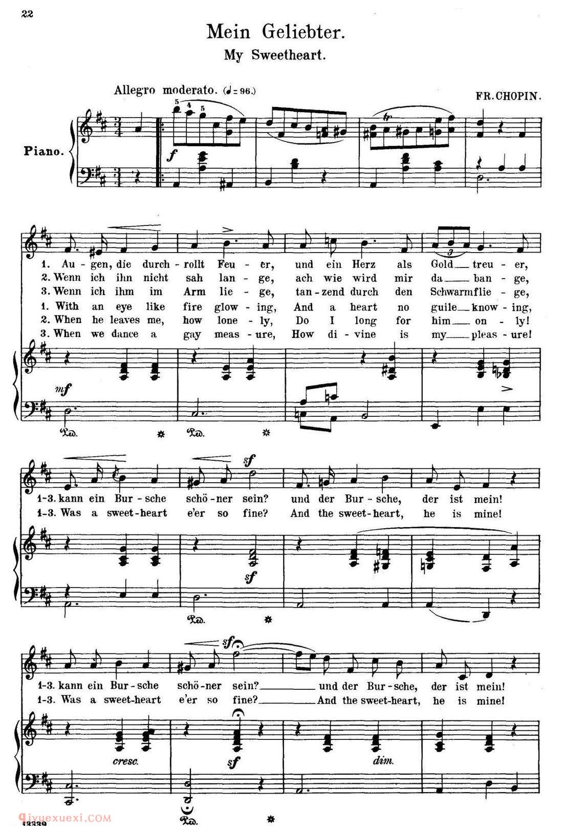 五线谱《我的甜心 Mein Geliebter》