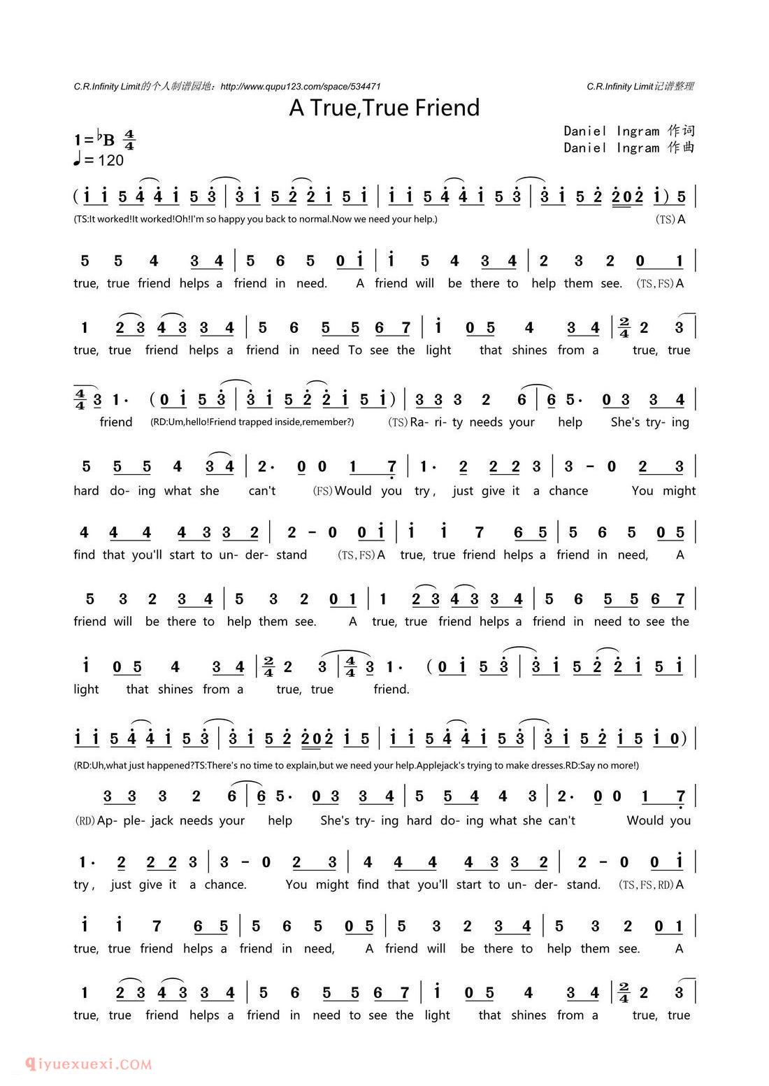 简谱《A True True Friend》