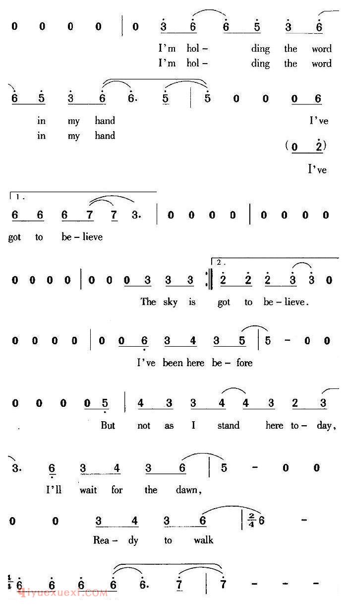 简谱《Desert Song 沙漠之歌》