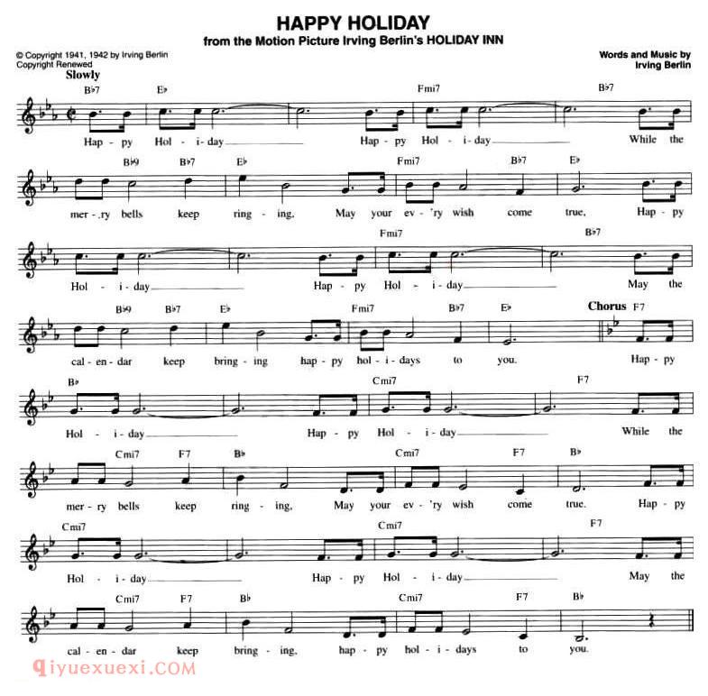 五线谱《HAPPY HOLIDAY》