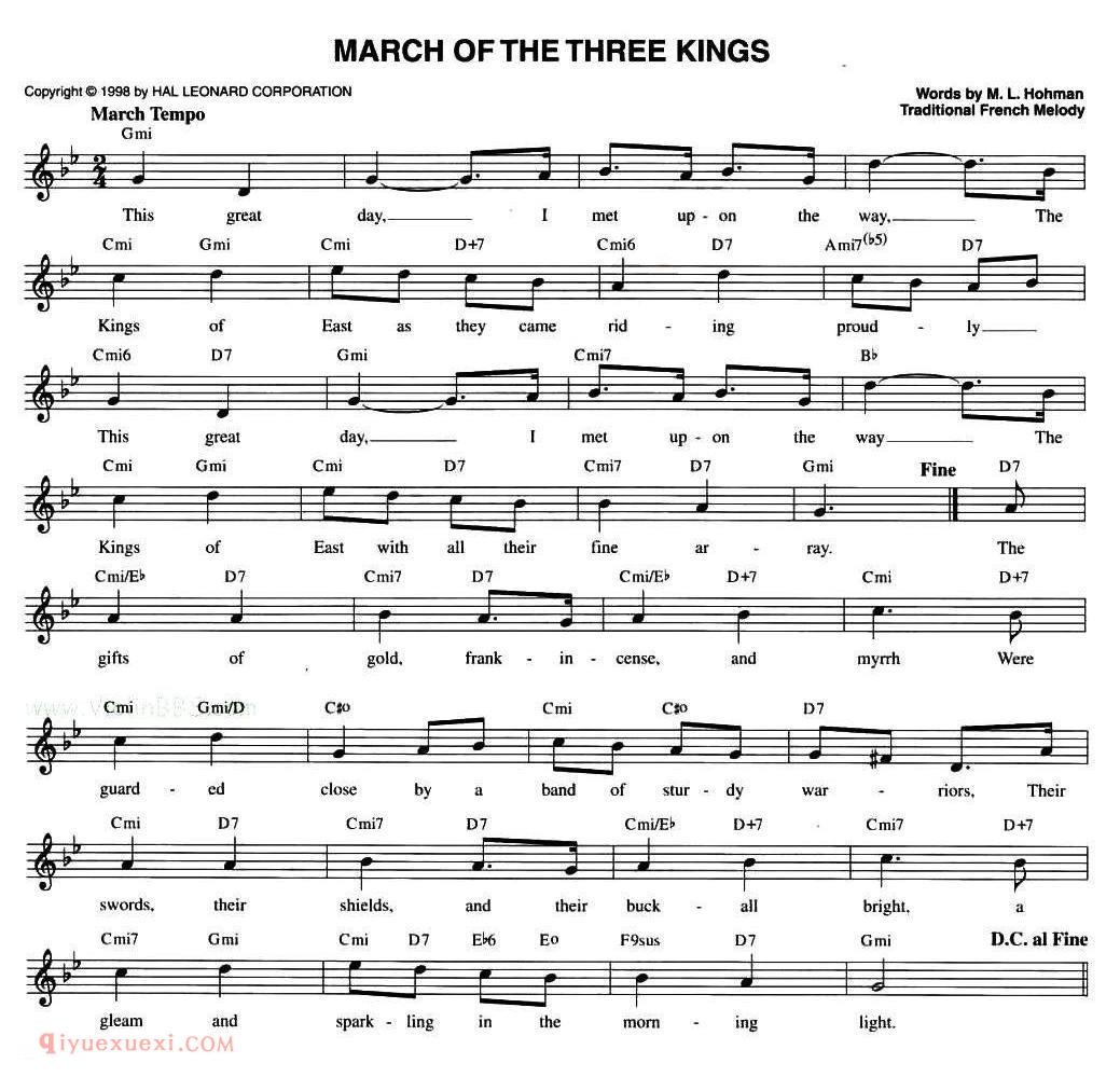 五线谱《MARCH OF THE THREE KINGS》