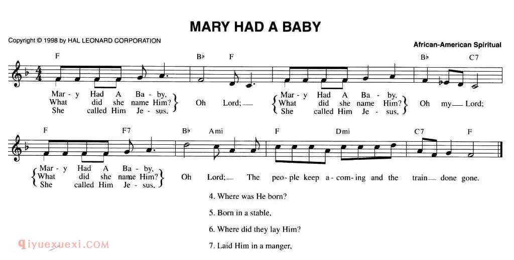 五线谱《MARY HAD BABY》