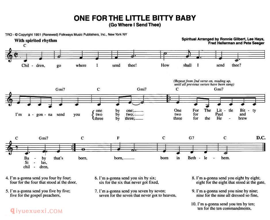 五线谱《ONE FOR THE LITTLE BITTY BABY》