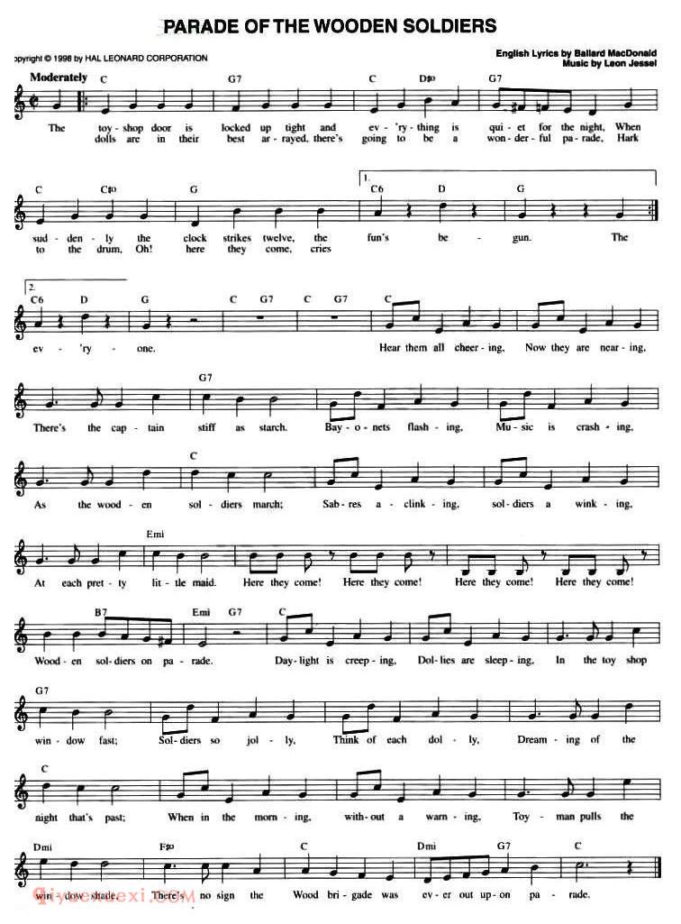 五线谱《PARADE OF THE WOODEN SOLDIERS》