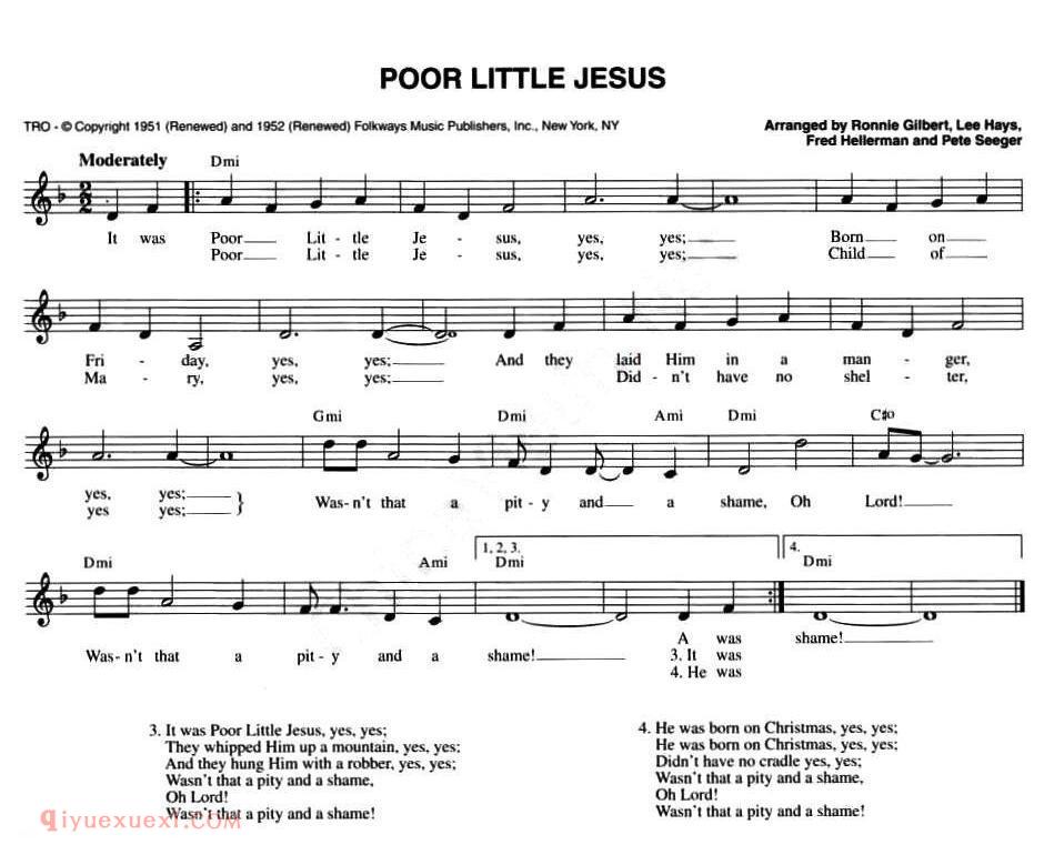 五线谱《POOR LITTLE JESUS》
