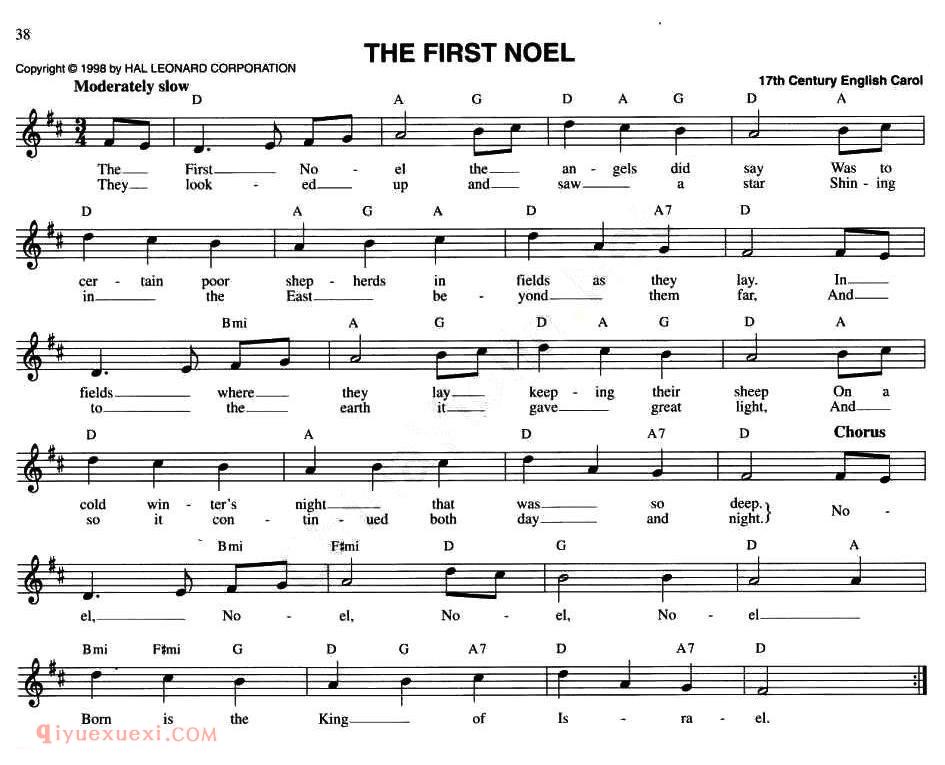 五线谱《THE FIRST NOEL》