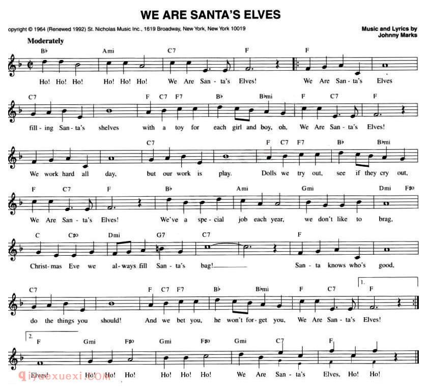 五线谱《WE ARE SANTA'S ELVES 》
