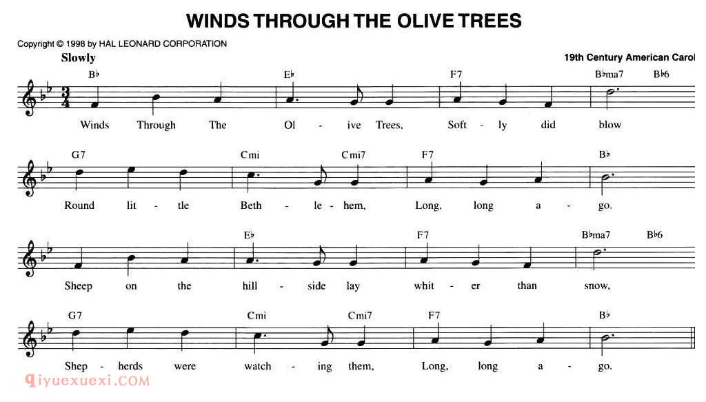 五线谱《WINDS THROUGH THE OLIVE TREES》