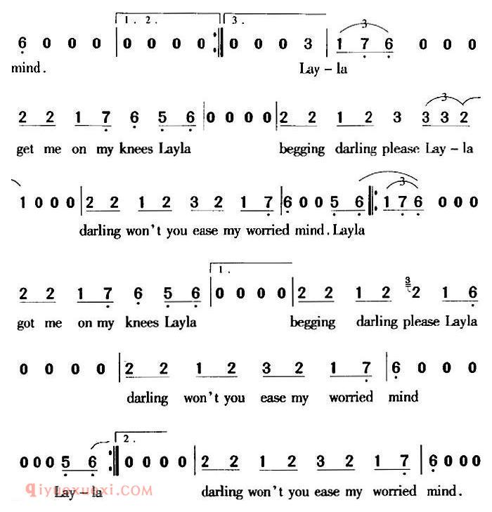 五线谱《Layla 蕾娜》