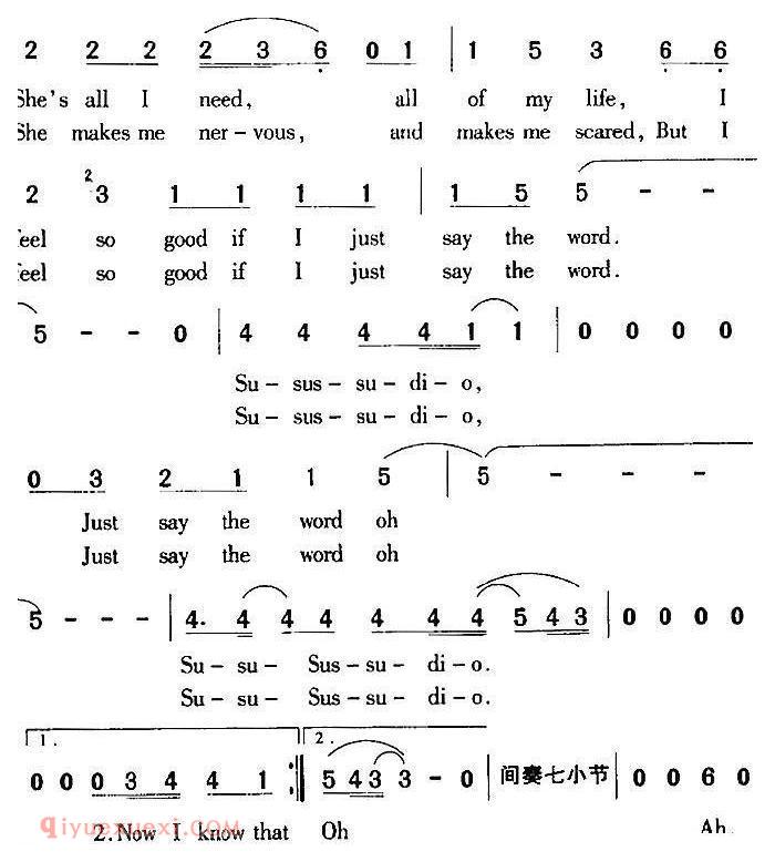 简谱《Sussudio 苏苏迪奥》