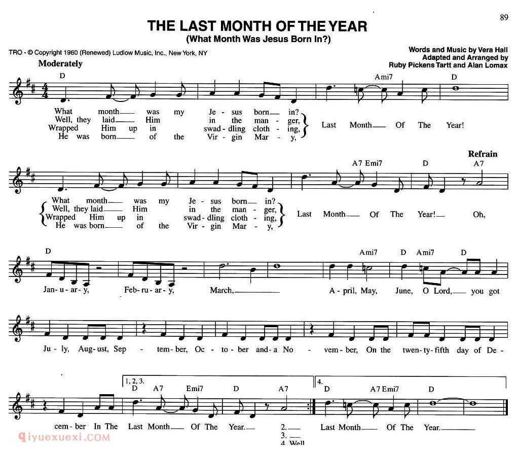 五线谱《THE LAST MONTH OF THE YEAR》