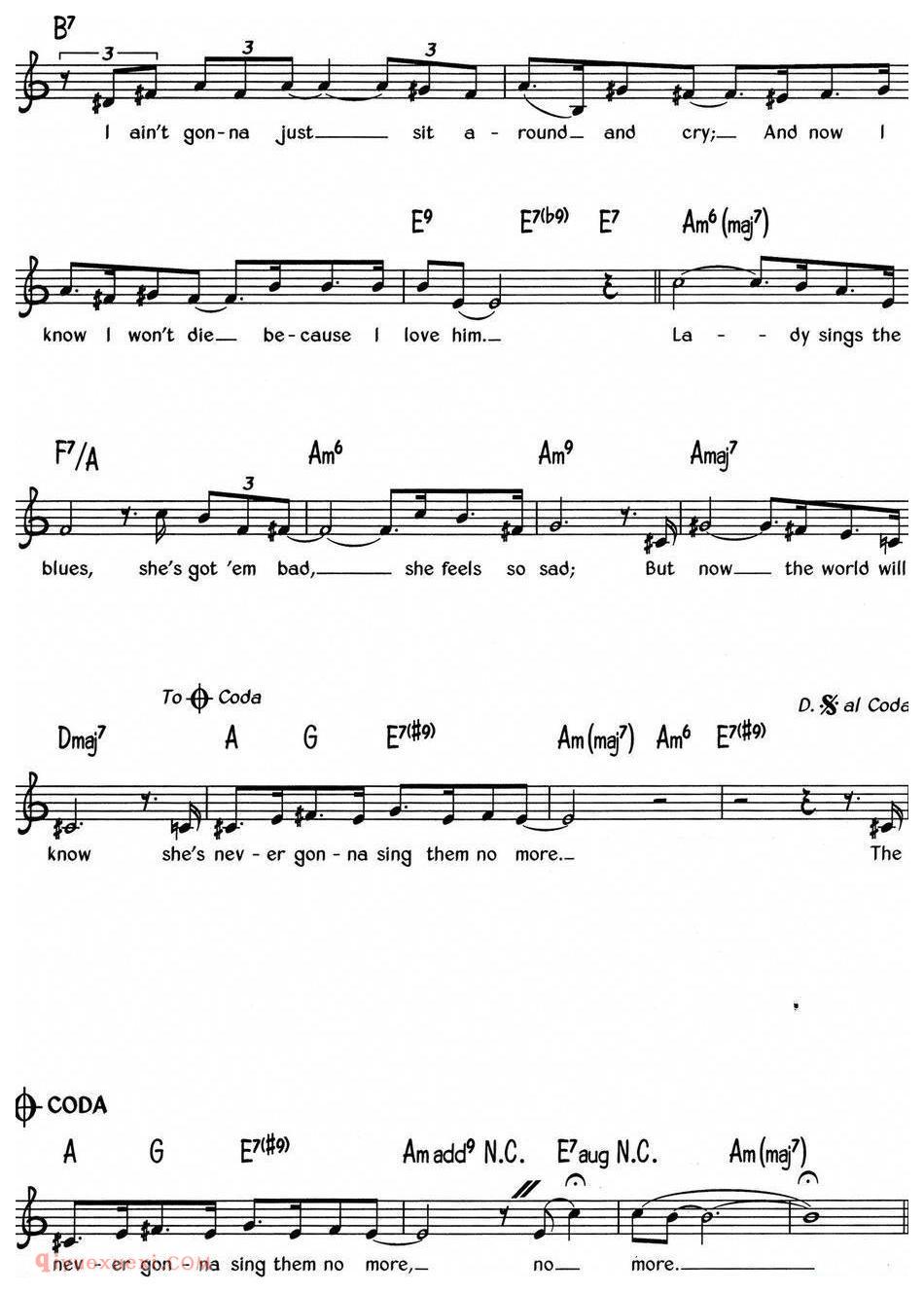 蓝调音乐:The Lady Sings The Blues | 五线谱