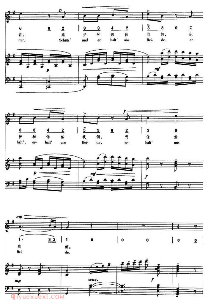 德国 | 我爱你 中外文对照 | 五线谱
