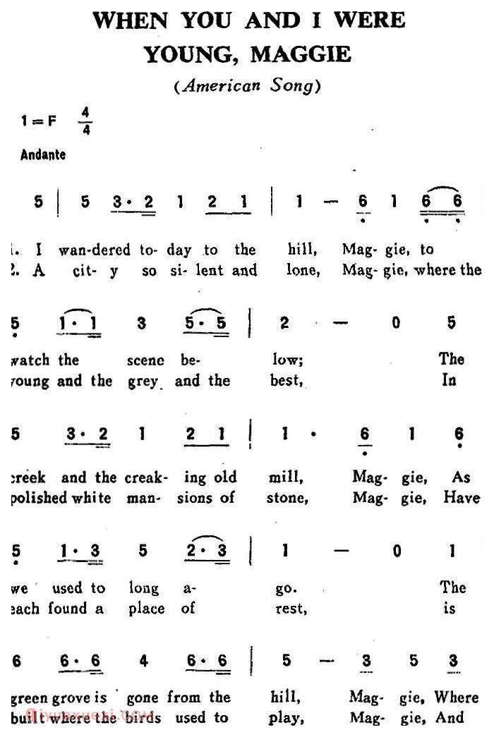 美国 | WHEN YOU AND I WERE YOUNG，MAGGIE 当你和我年青的时候 | 简谱