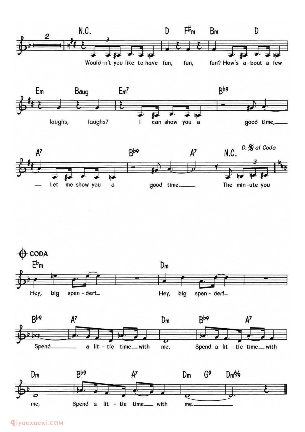 Big Spender_蓝调音乐 | 五线谱