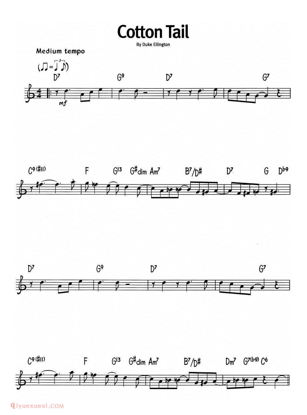 Cotton Tail_蓝调音乐 | 五线谱
