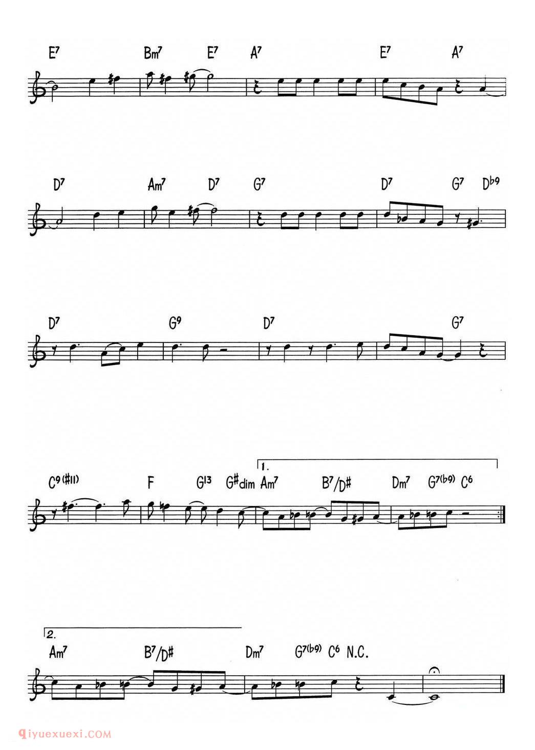 Cotton Tail_蓝调音乐 | 五线谱