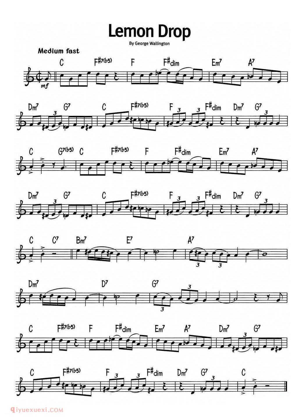 Lemon Drop_蓝调音乐 | 五线谱