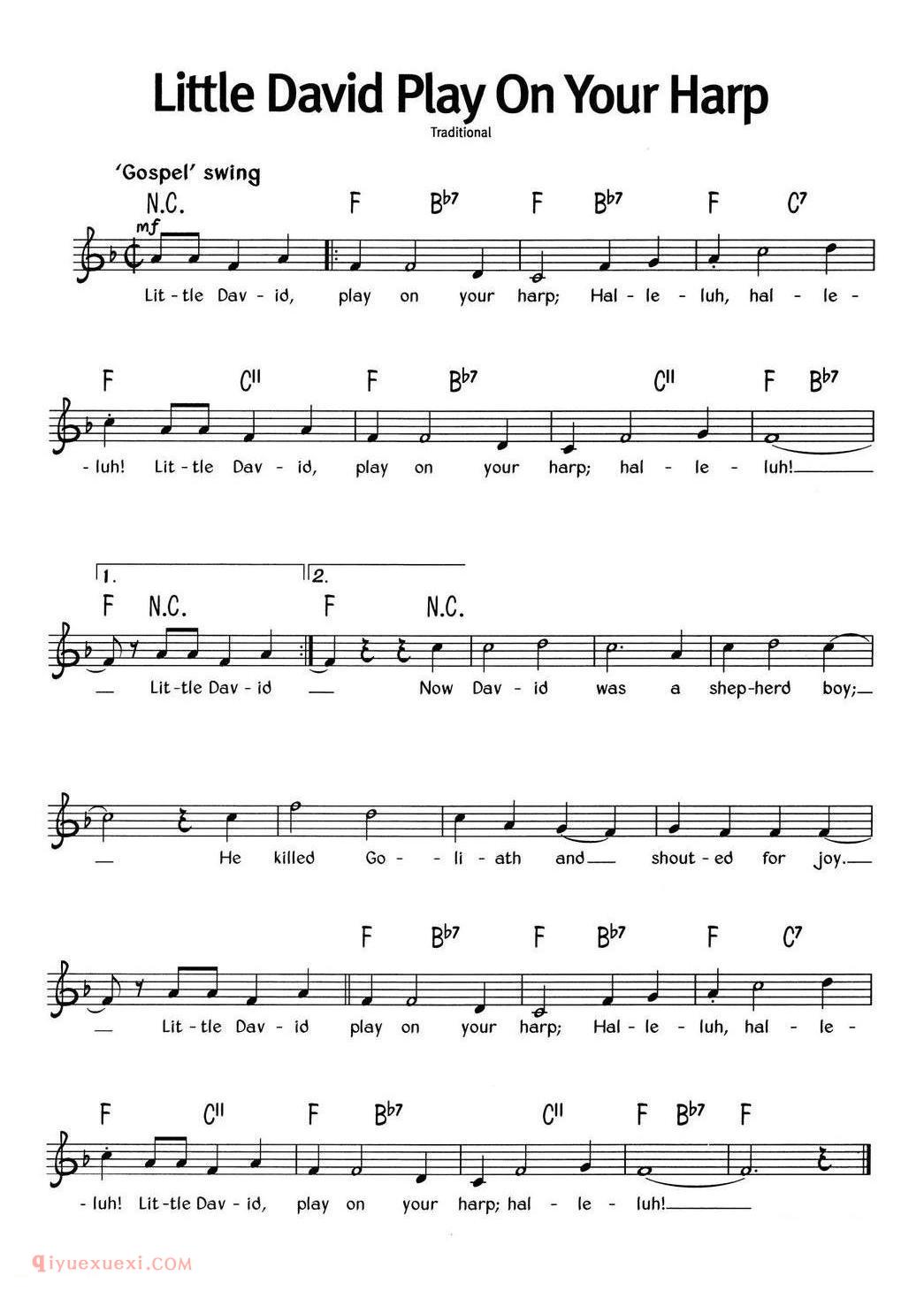 Little David Play On Your Harp_蓝调音乐 | 五线谱