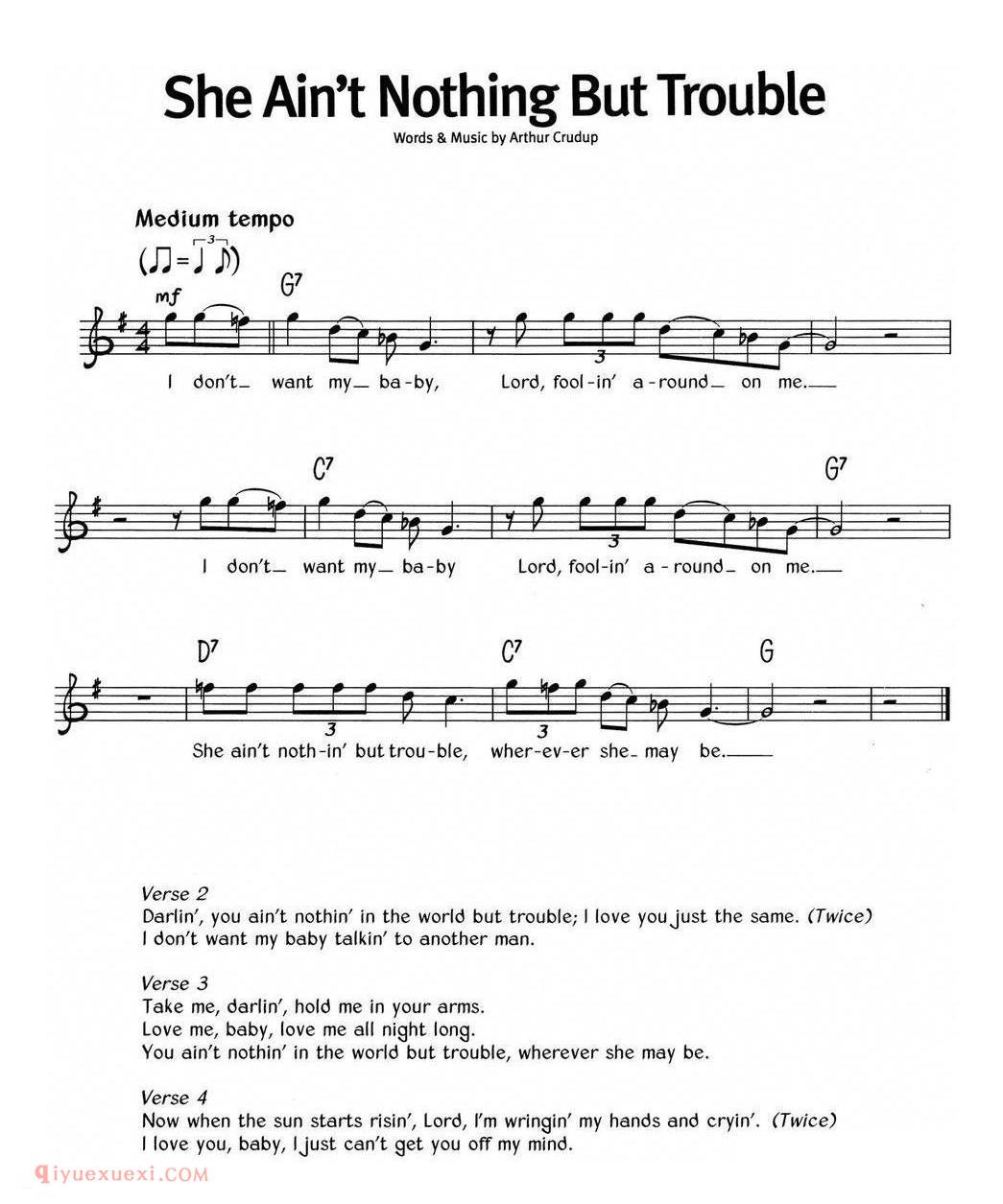 She Ain't Nothing But Trouble_蓝调音乐 | 五线谱