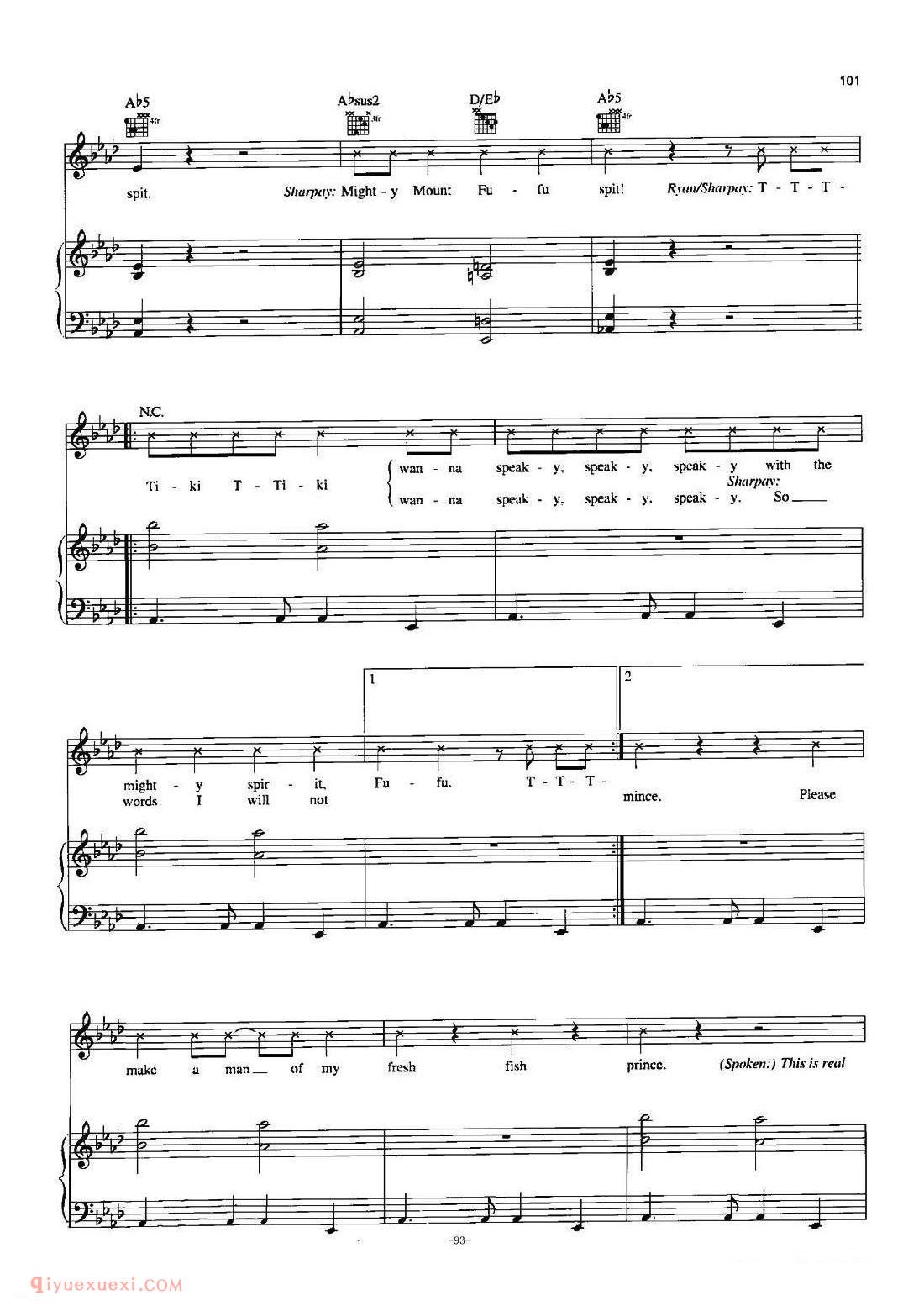 美国 | Humu Humu Nuku Nuku Apuaa | 五线谱