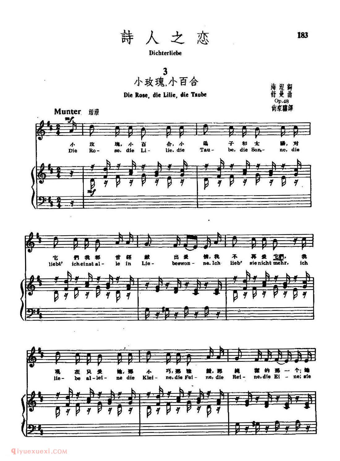 小玫瑰，小百合 | 中外文对照 