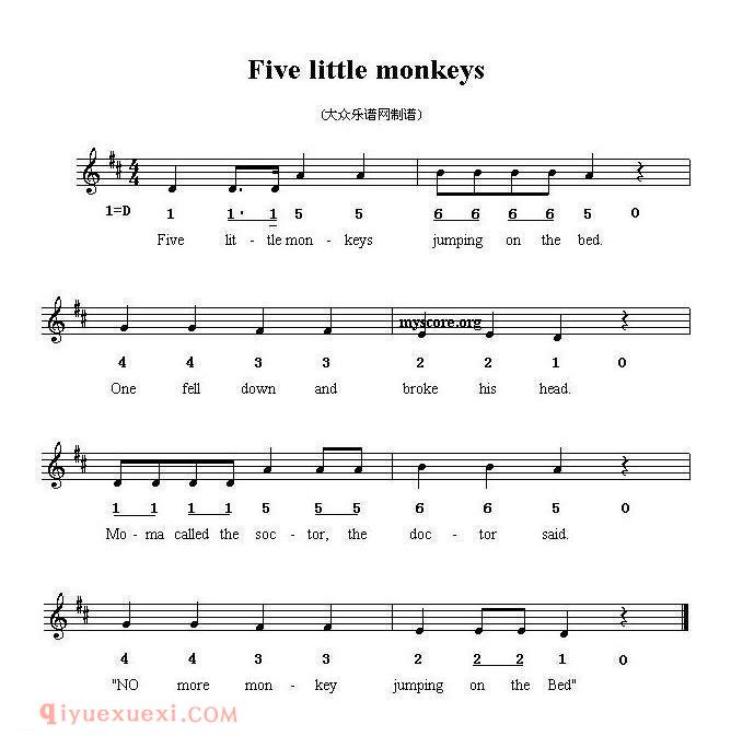 Five little monkeys 五只小猴