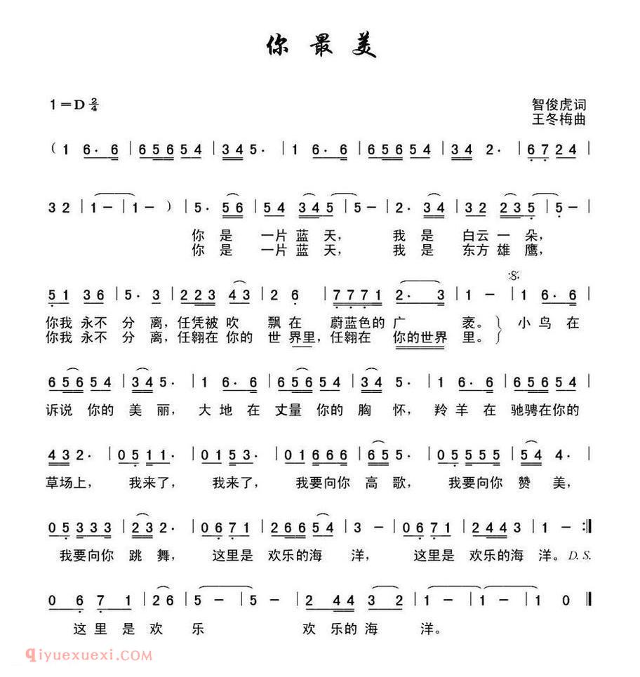 你最美 智俊虎词 王冬梅曲