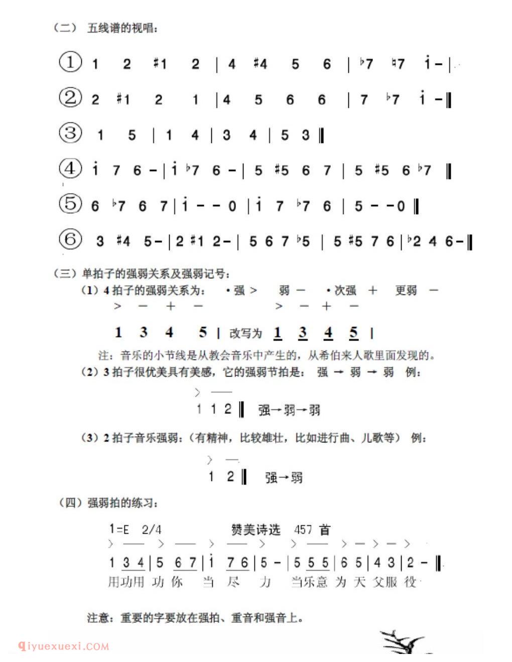 五线谱的视唱与单拍子的强弱