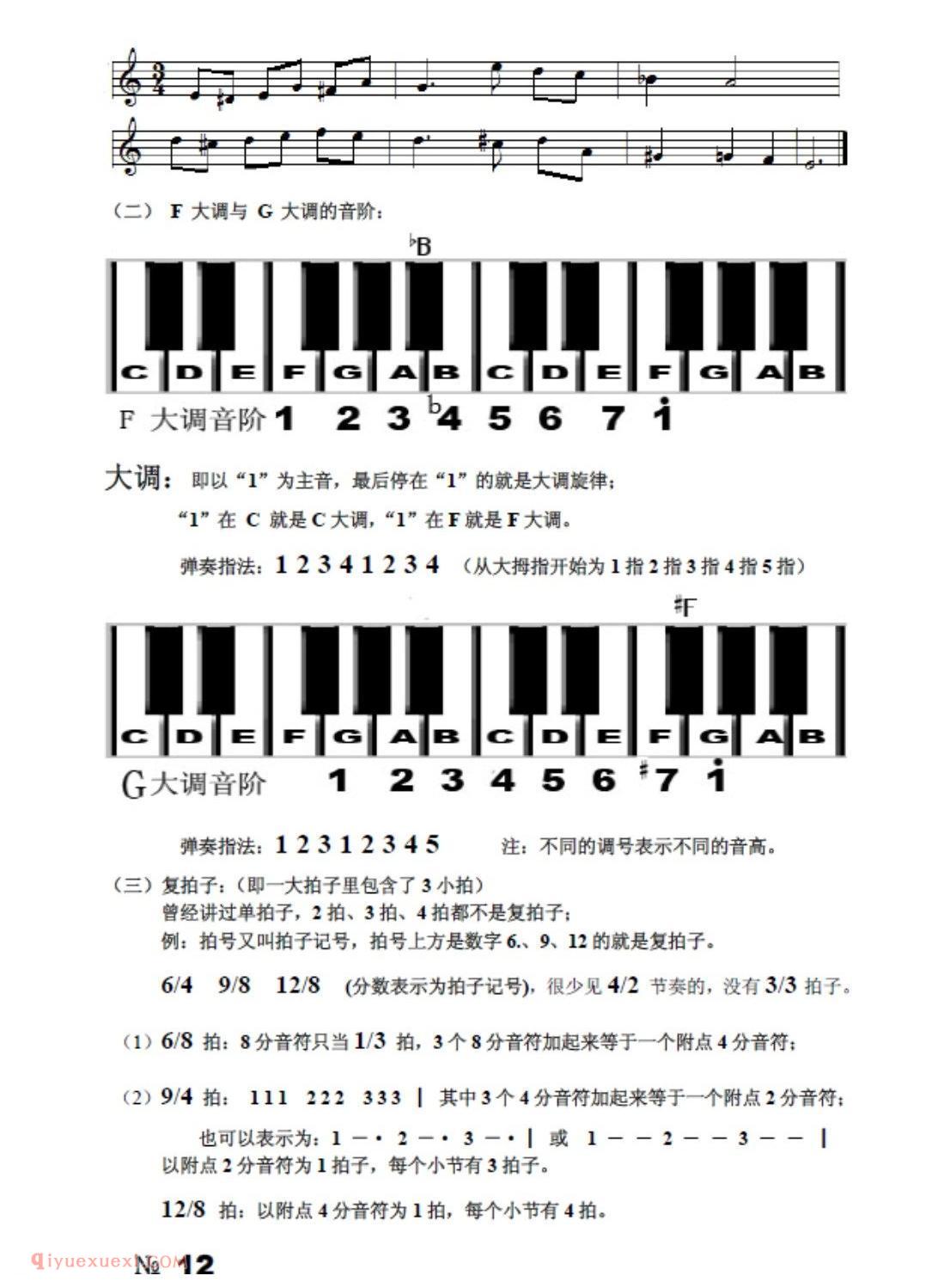 F大调与G大调的音阶及复拍子