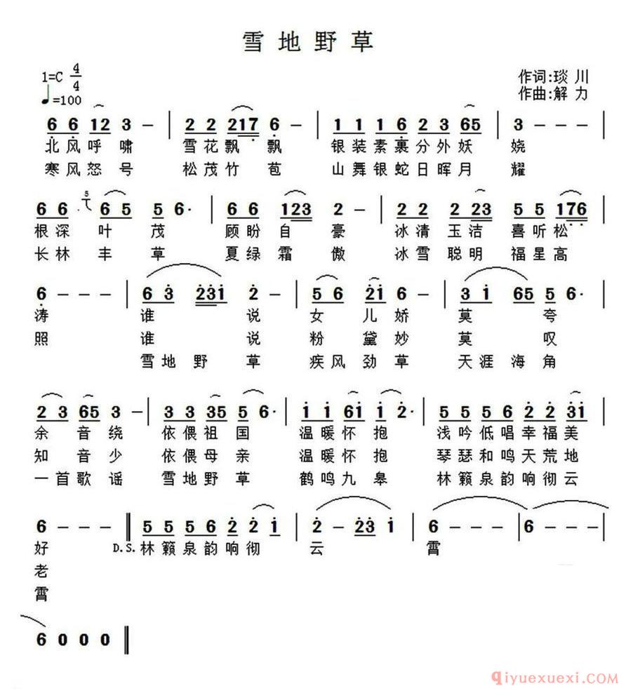 雪地野草_琰川词 解力曲