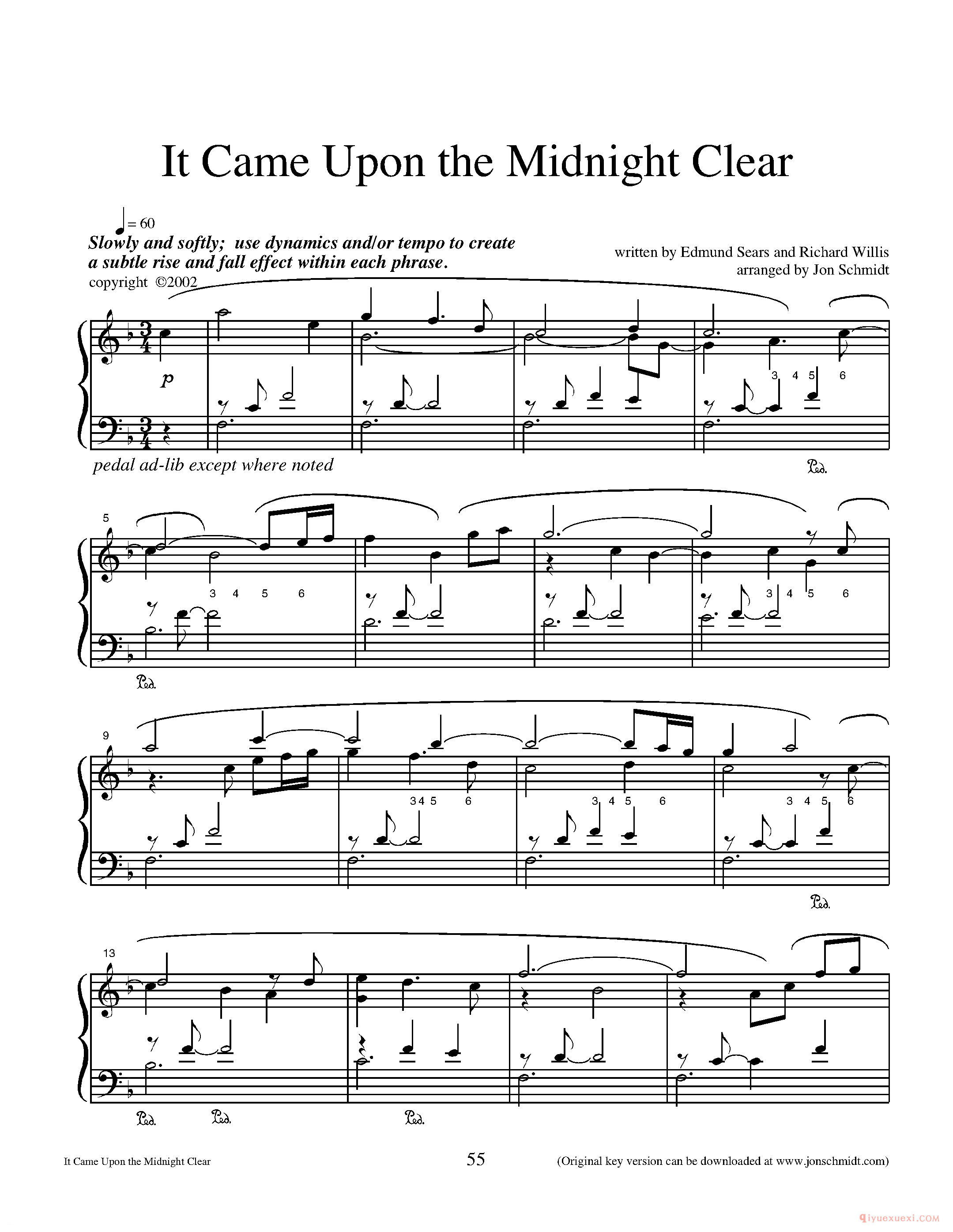 钢琴独奏曲《It came upon the midnight clera》Jon Schmidt
