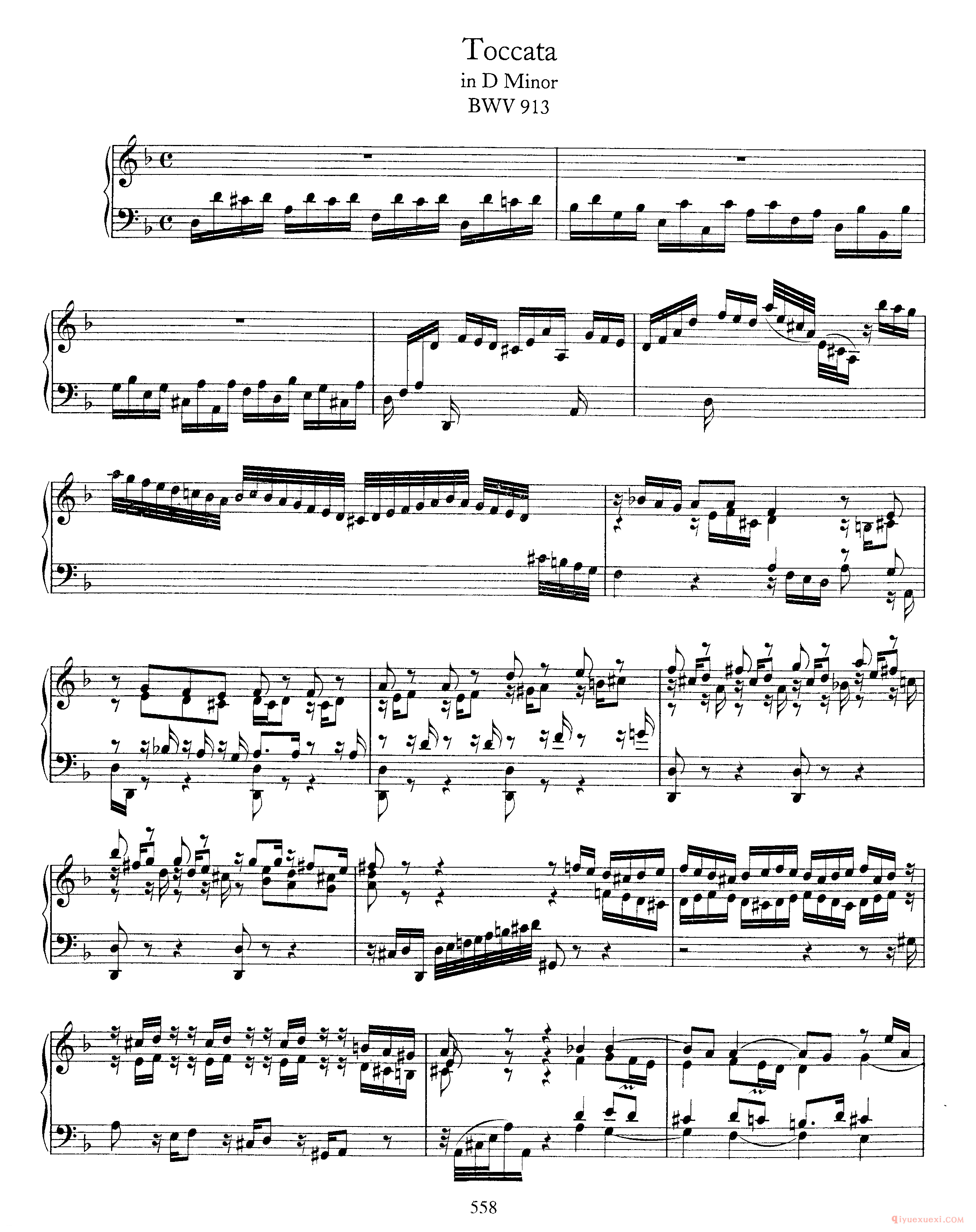 巴赫7首托卡塔《Toccata d小调 BWV913》巴赫的复调作品