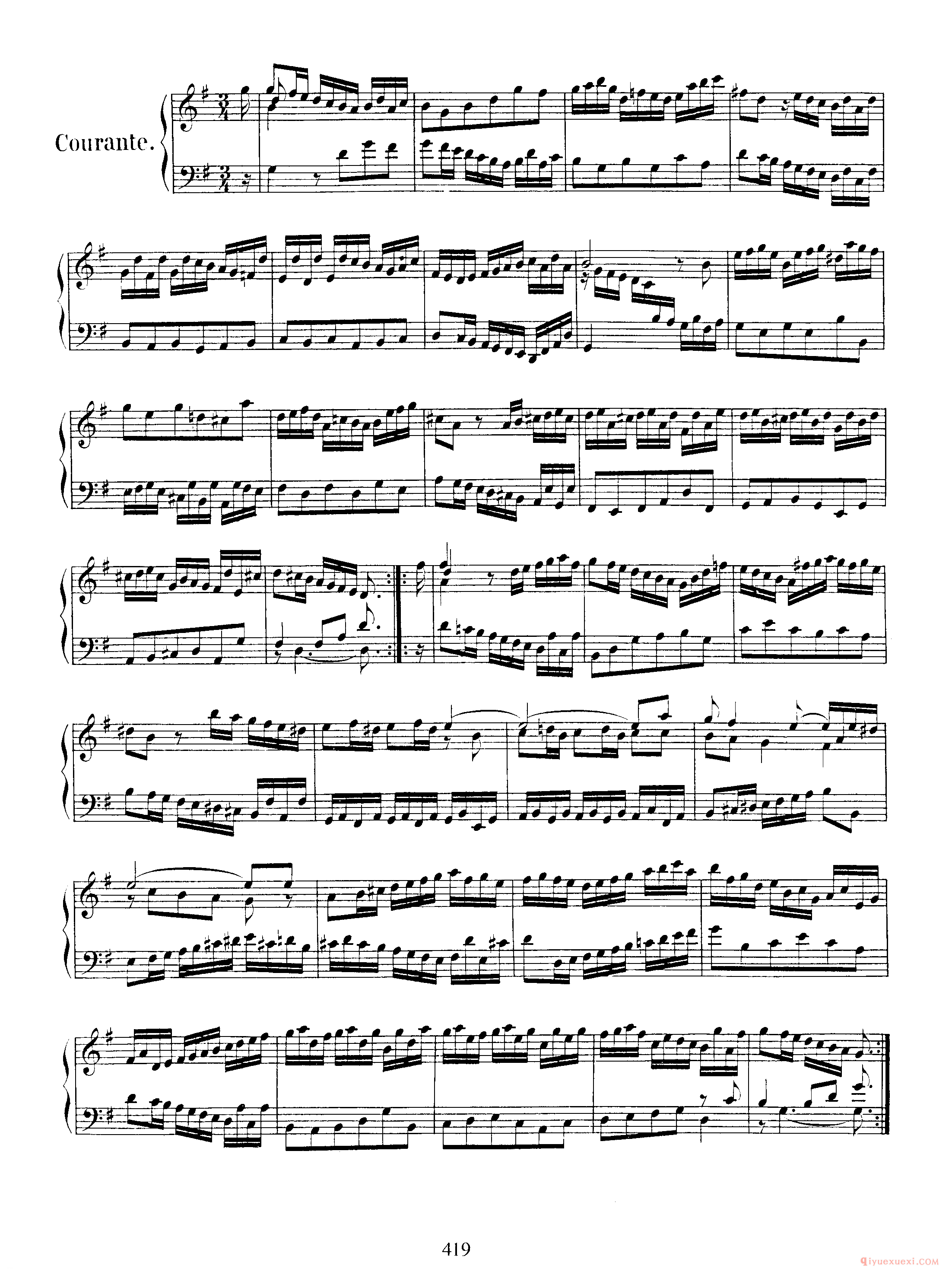 巴赫法国组曲第五首G大调《French Suite NO.5 in G Major BWV816》