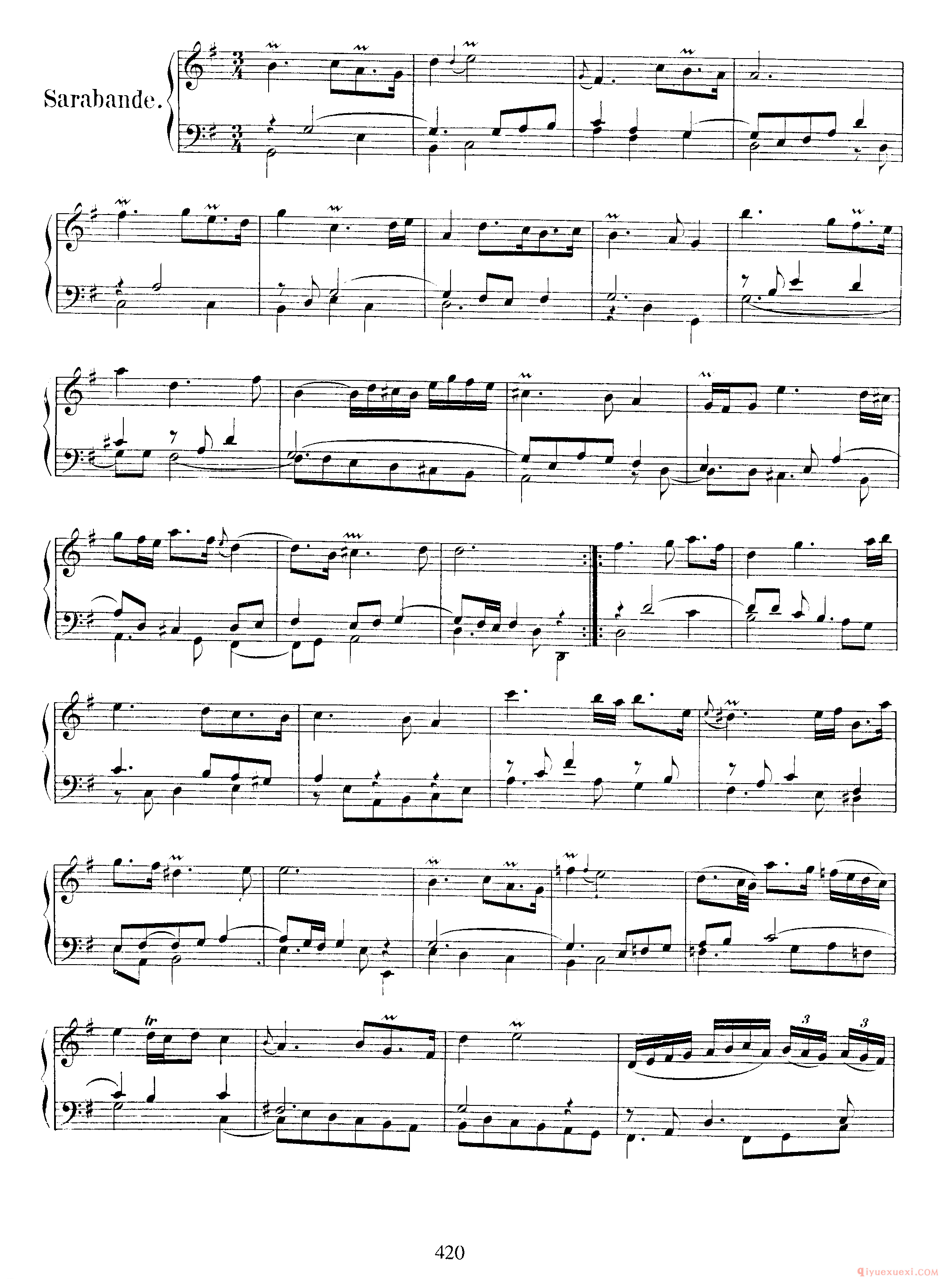 巴赫法国组曲第五首G大调《French Suite NO.5 in G Major BWV816》