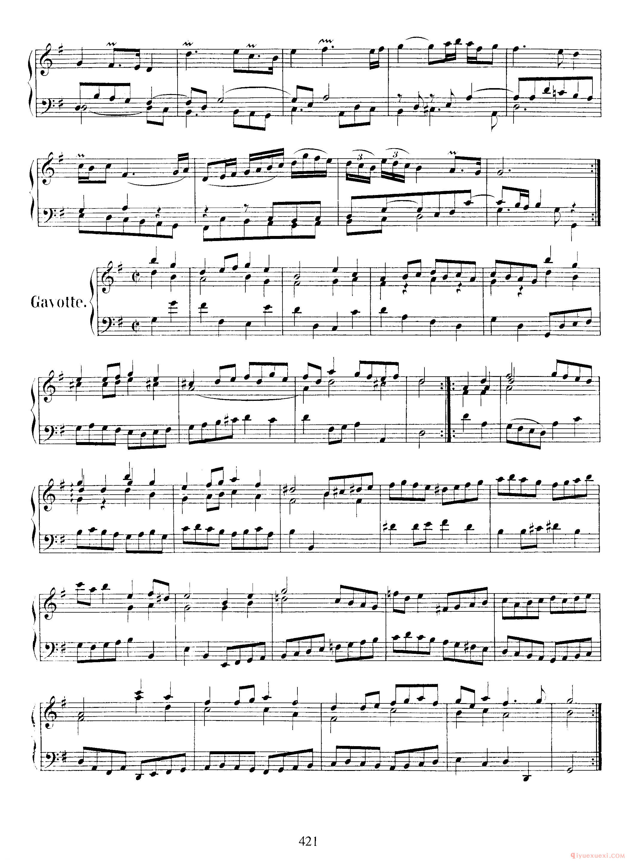 巴赫法国组曲第五首G大调《French Suite NO.5 in G Major BWV816》