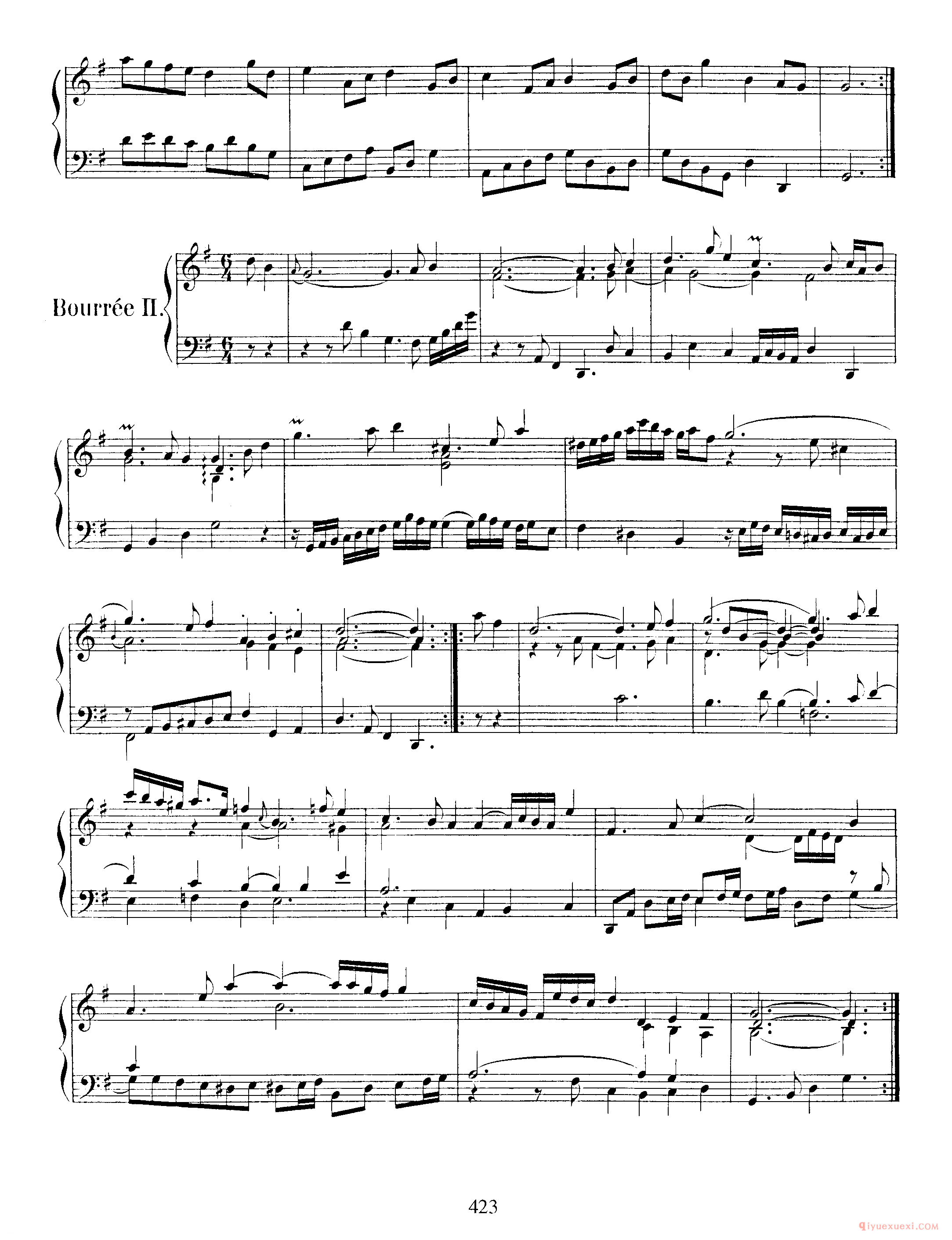 巴赫法国组曲第五首G大调《French Suite NO.5 in G Major BWV816》