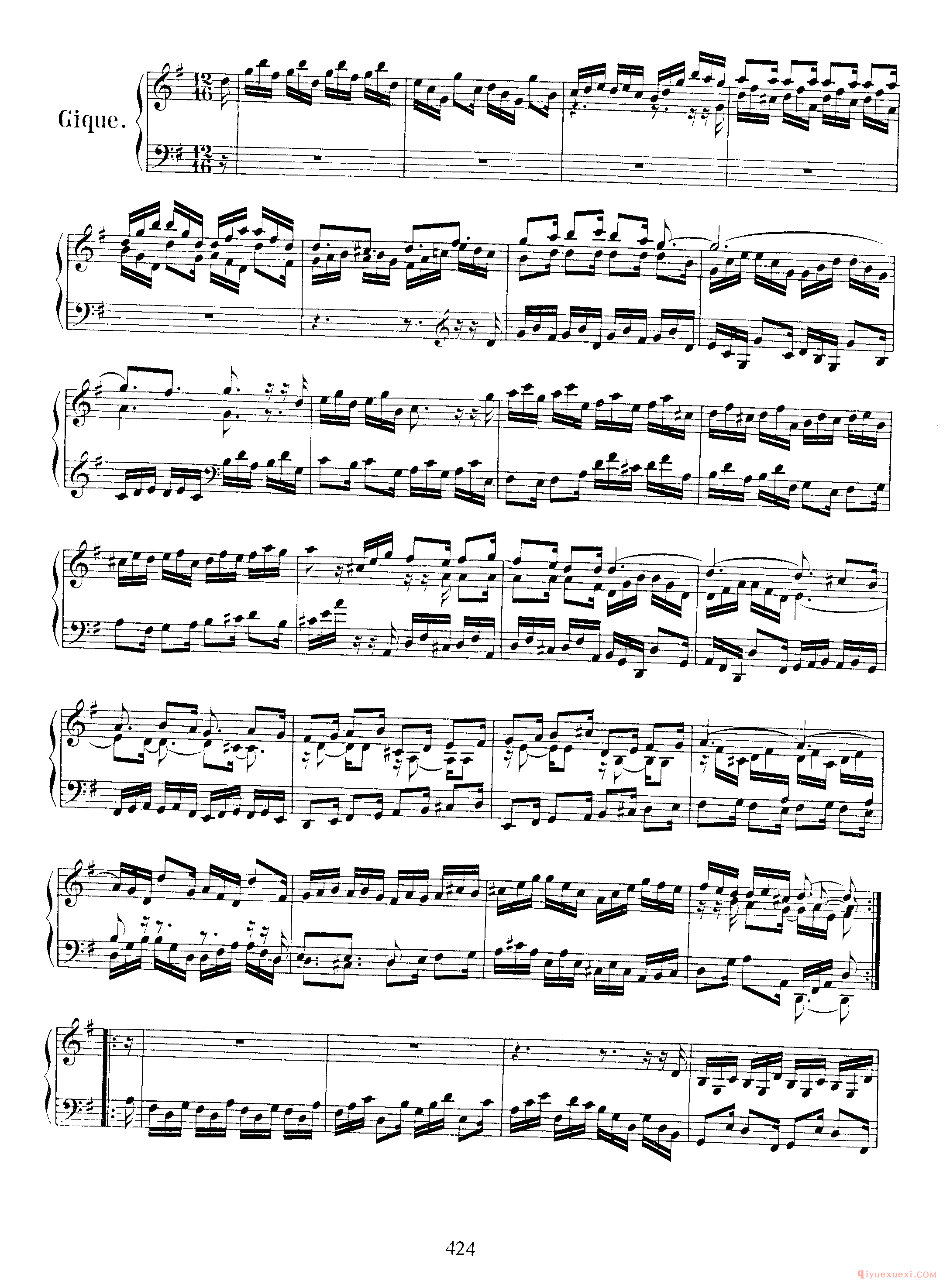 巴赫法国组曲第五首G大调《French Suite NO.5 in G Major BWV816》