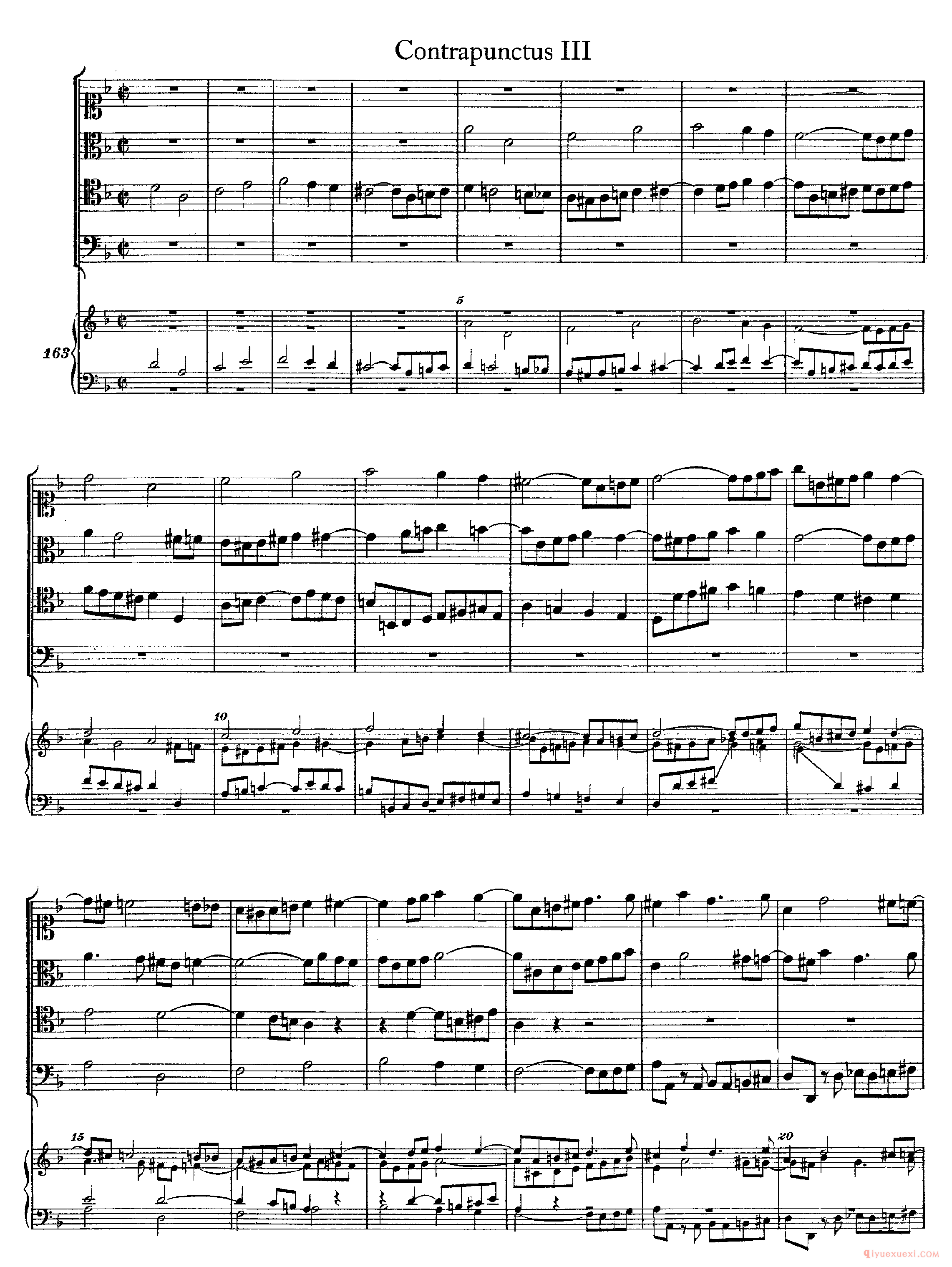 巴赫赋格第三首《The Art of the Fugue-BWV1080-Contrapunctus Ⅲ》高清五线谱