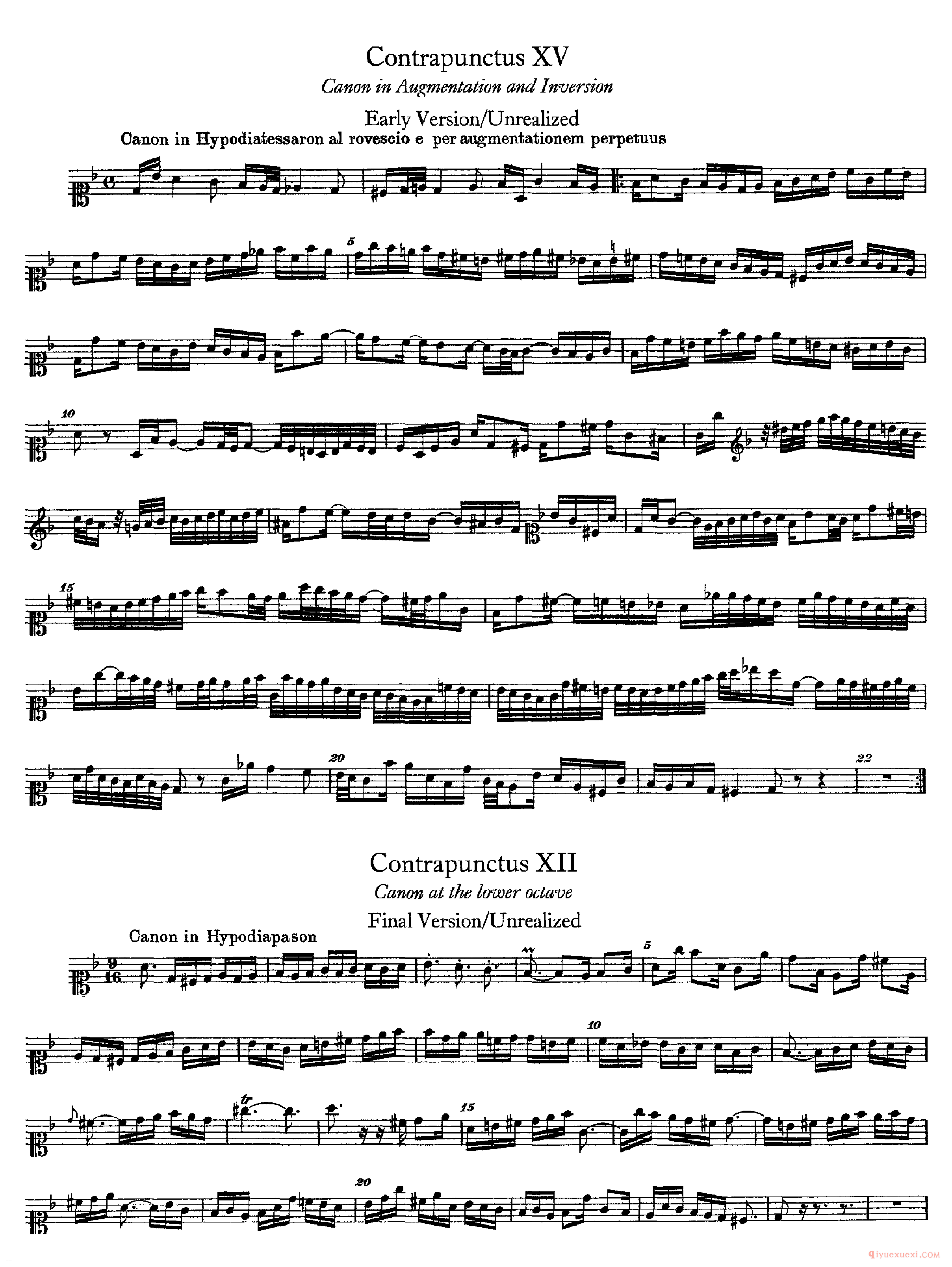 巴赫赋格第十五/十二首《Contrapunctus XV/Ⅻ》Early Version/Unrealized