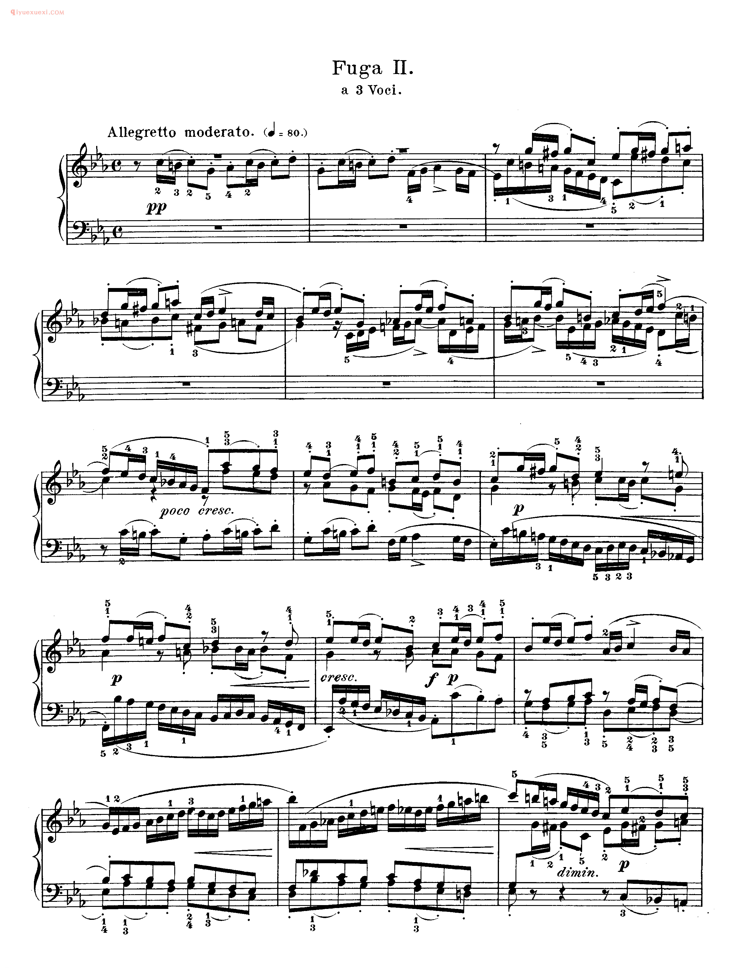 巴赫平均律第一册_第二首_赋格《Fuga II》a 3 Voci